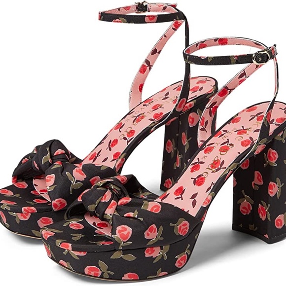 kate spade Shoes - NEW Kate Spade New York Confetti Ditsy Rose/Black PLATFORM SANDALS HEELS NIB